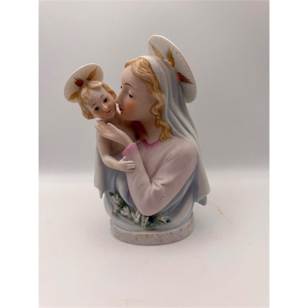 Lefton Madonna Child Planter KW150 Religious Vase